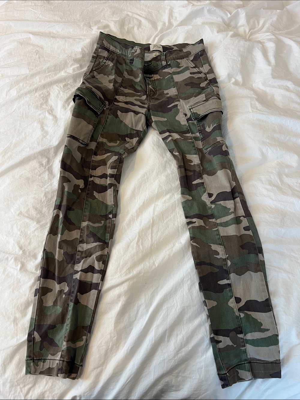 J Crew Size 27 Camo Cargo Skinny Pants - Green Woodland Print